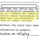 Excerpt from the FBI file for music legend Prince involving threatening calls that he received in 2005 (FBI/FOIA)